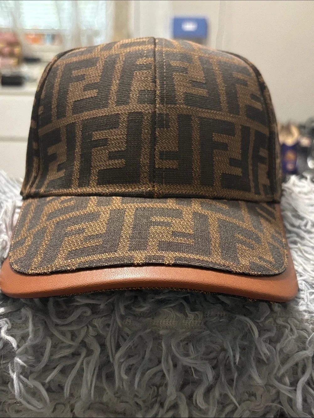 Unisex Fendi Brown & Beige Monogram Hat
